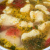Овощной крем-суп с манными клецками и кинзой