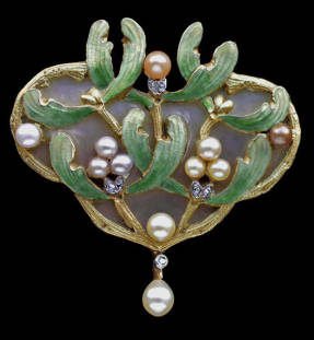 Омела - один из излюбленных сюжетов ювелирных и художественных произведений
стиля Art-nouveau (1890-1910 г.)