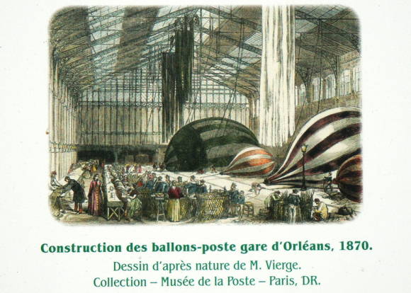 Производство воздушных шаров для почты в помещении Орлеанского вокзала